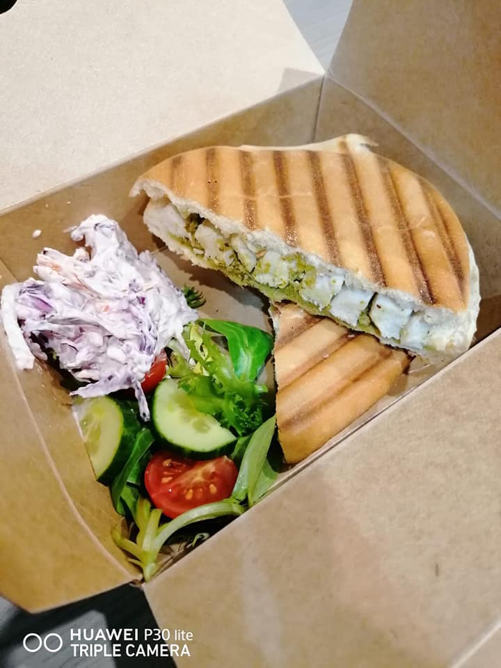 Fresh panini and salad to take away