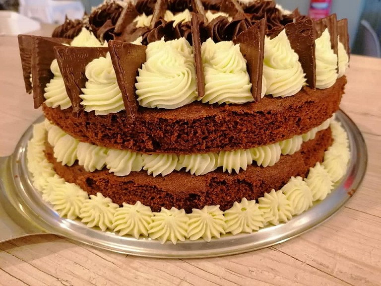 Homemade layered chocolate cake